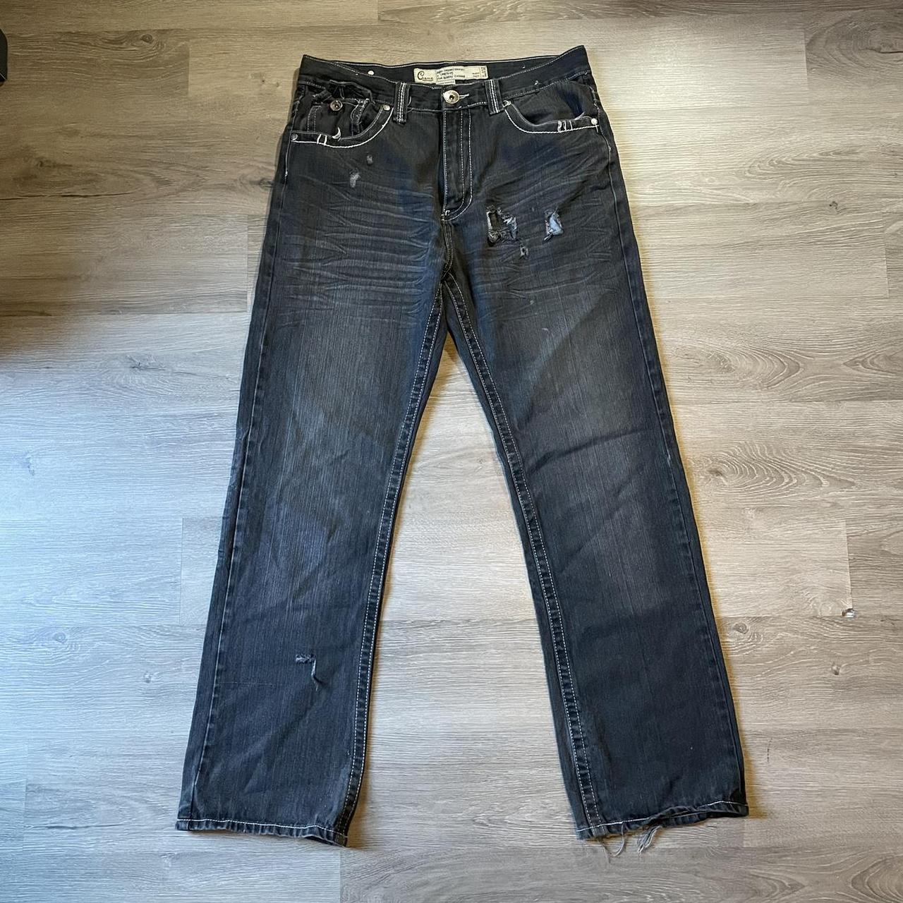 y2k skater grunge evisu style jeans these pants are... - Depop