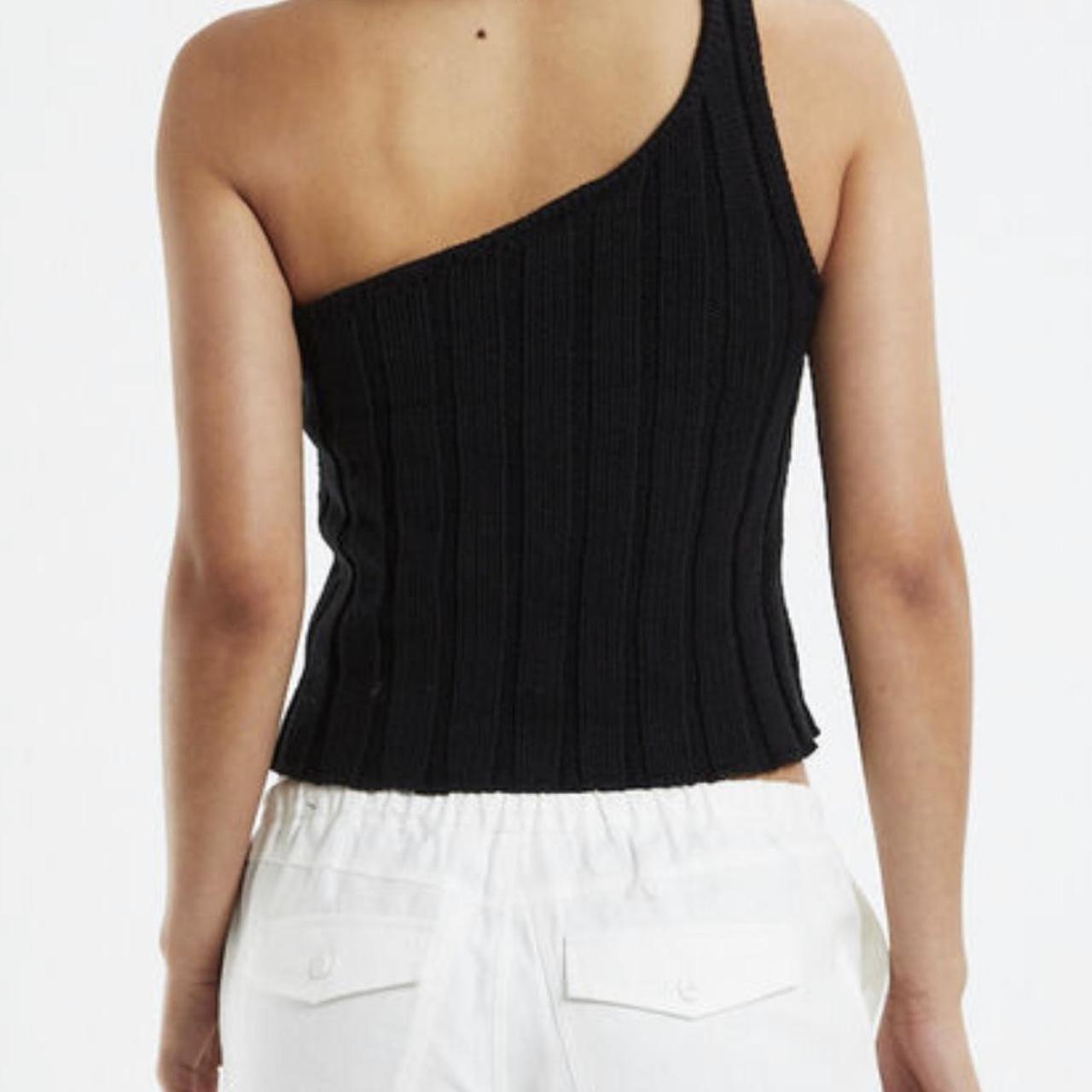 Subtitled Macey Knitted One Shoulder Top Black Size... Depop