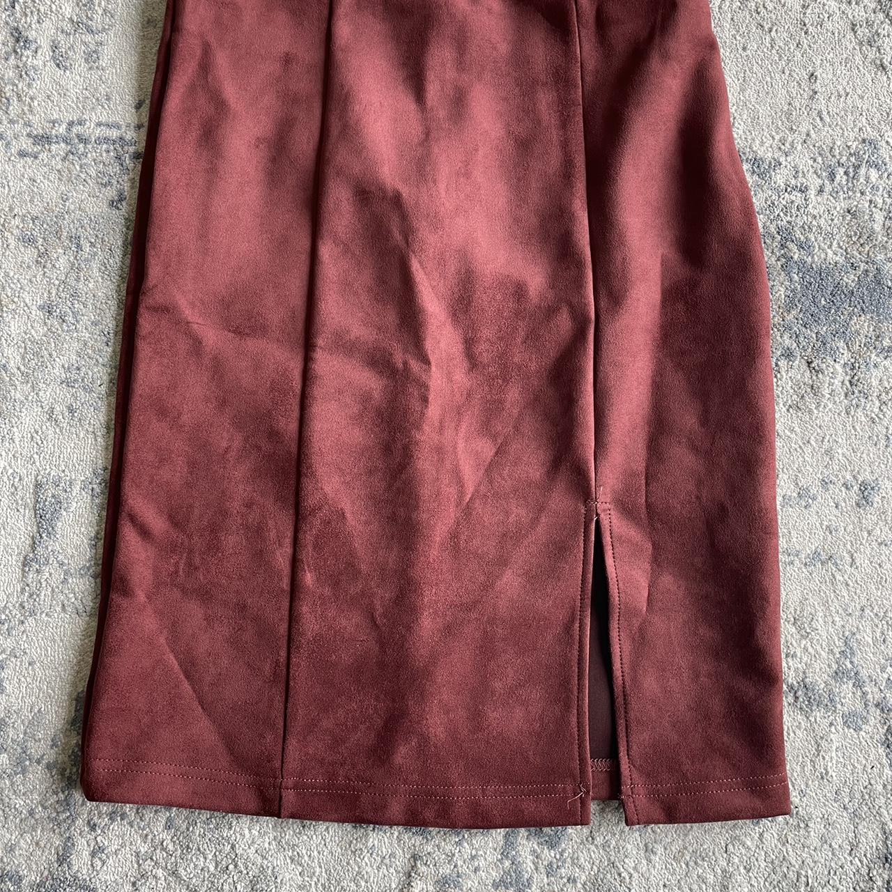 Sized small burgundy suede skirt. Originally from... - Depop