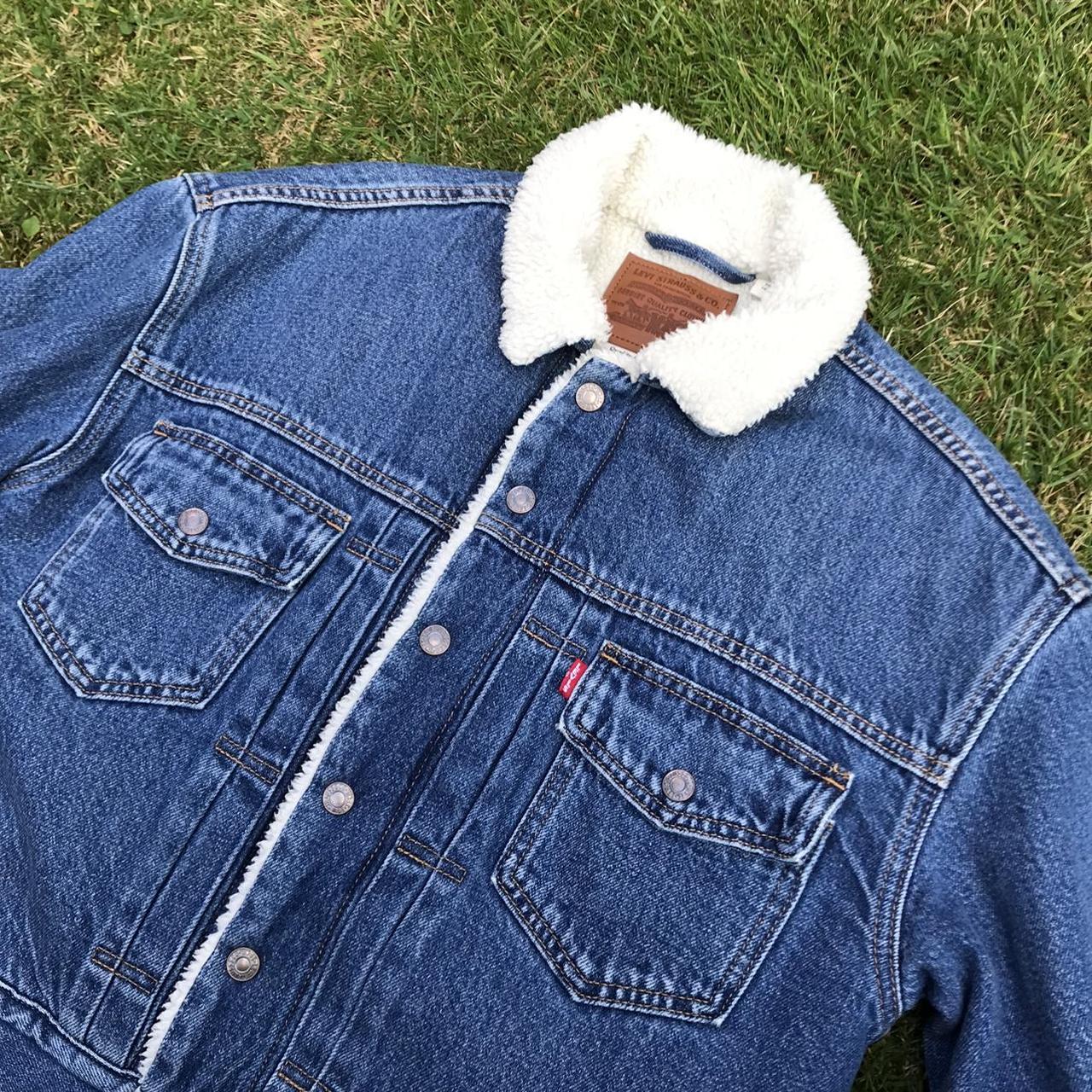 Levis Premium Cottonised Hemp Denim Sherpa Bomber... - Depop