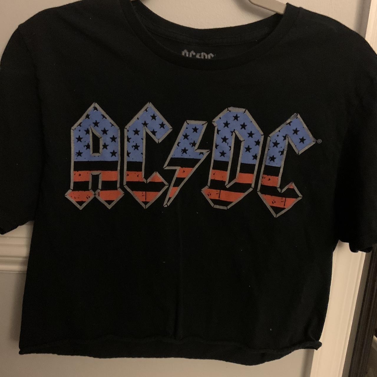 cropped black ac/dc shirt #acdc - Depop