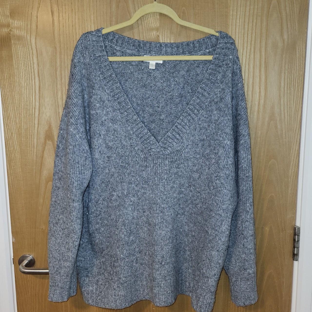 H&M oversized v neck jumper. Worn but great... - Depop