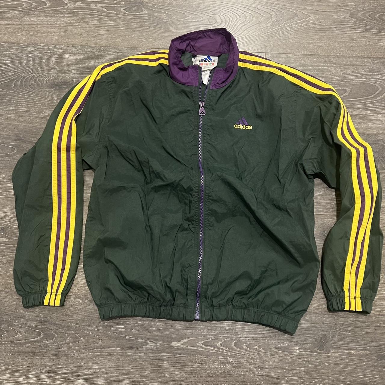adidas truck jacket purple yellow rare M トップス