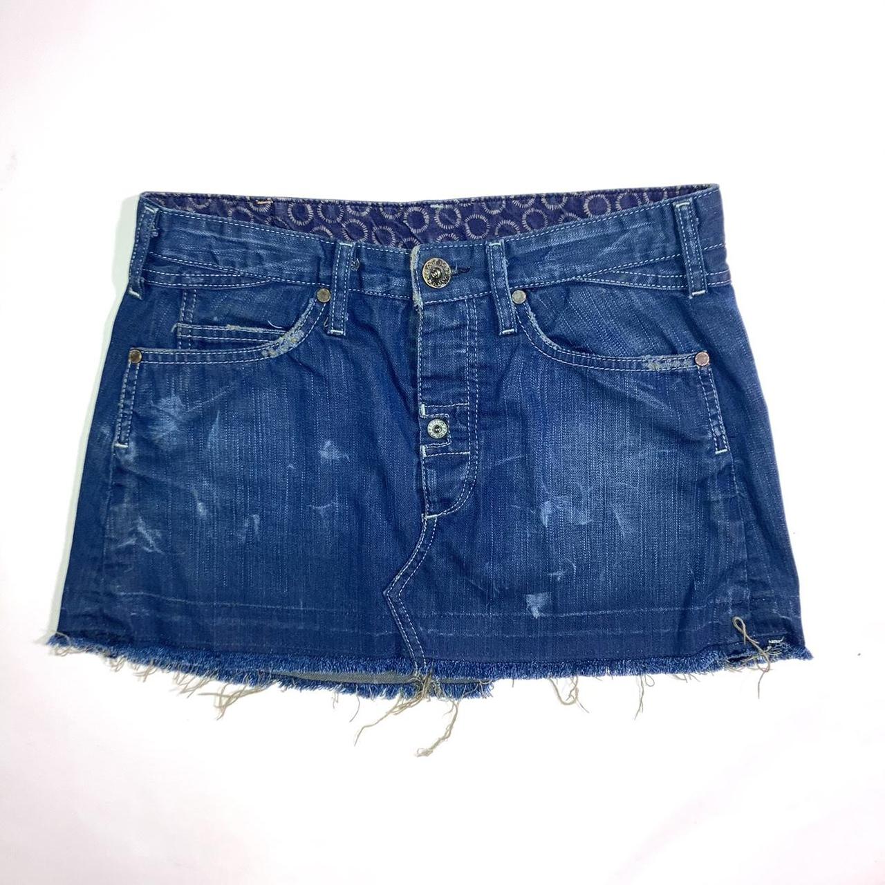 💙 Blue distressed raw hem denim short skirt 💙 Brand... - Depop