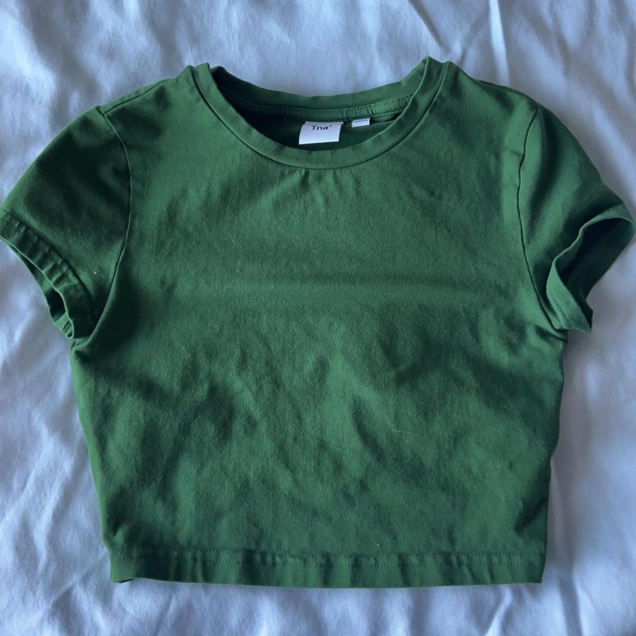 aritzia green crop top! breathable material and... - Depop