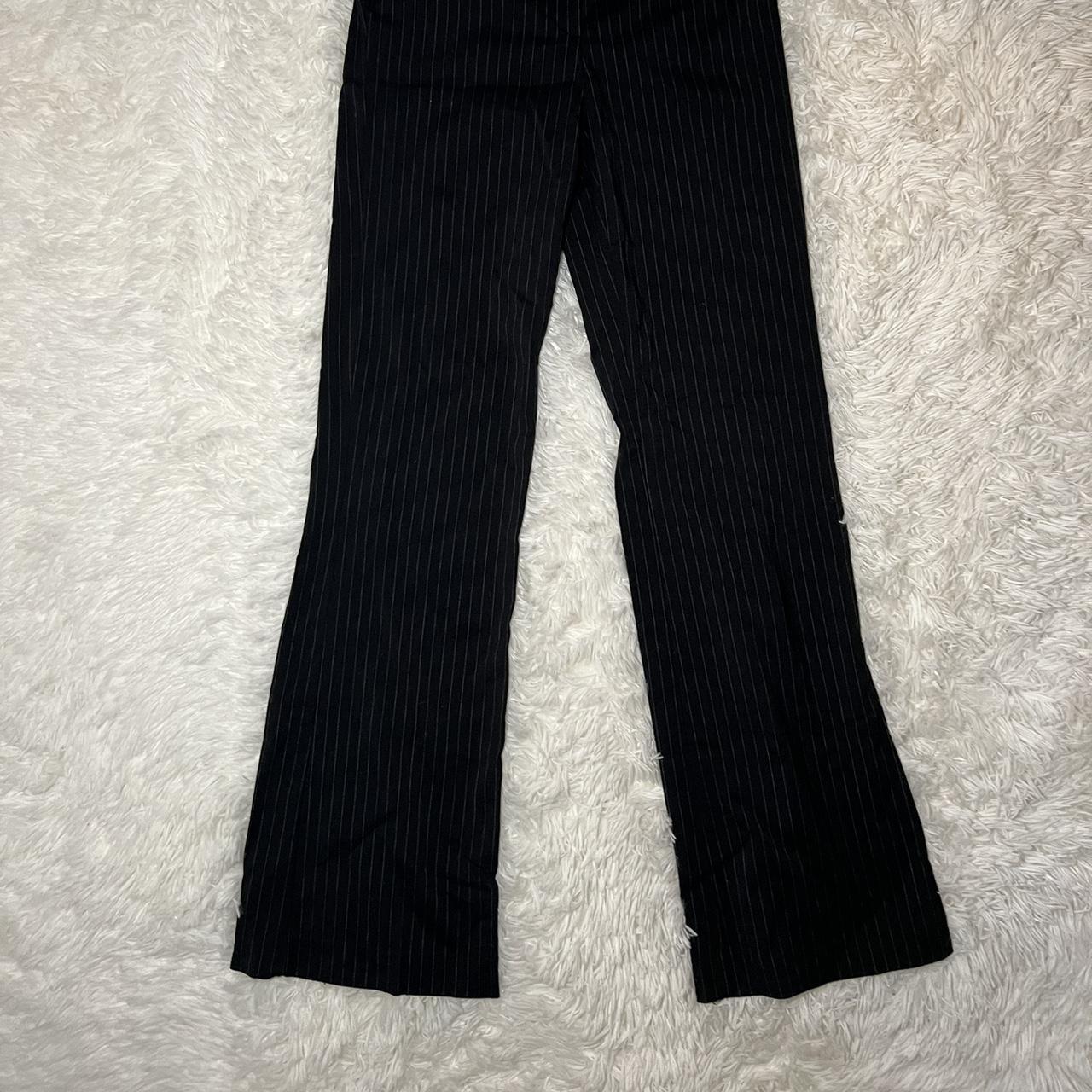 vintage black pin stripe pants size Juniors 5... - Depop