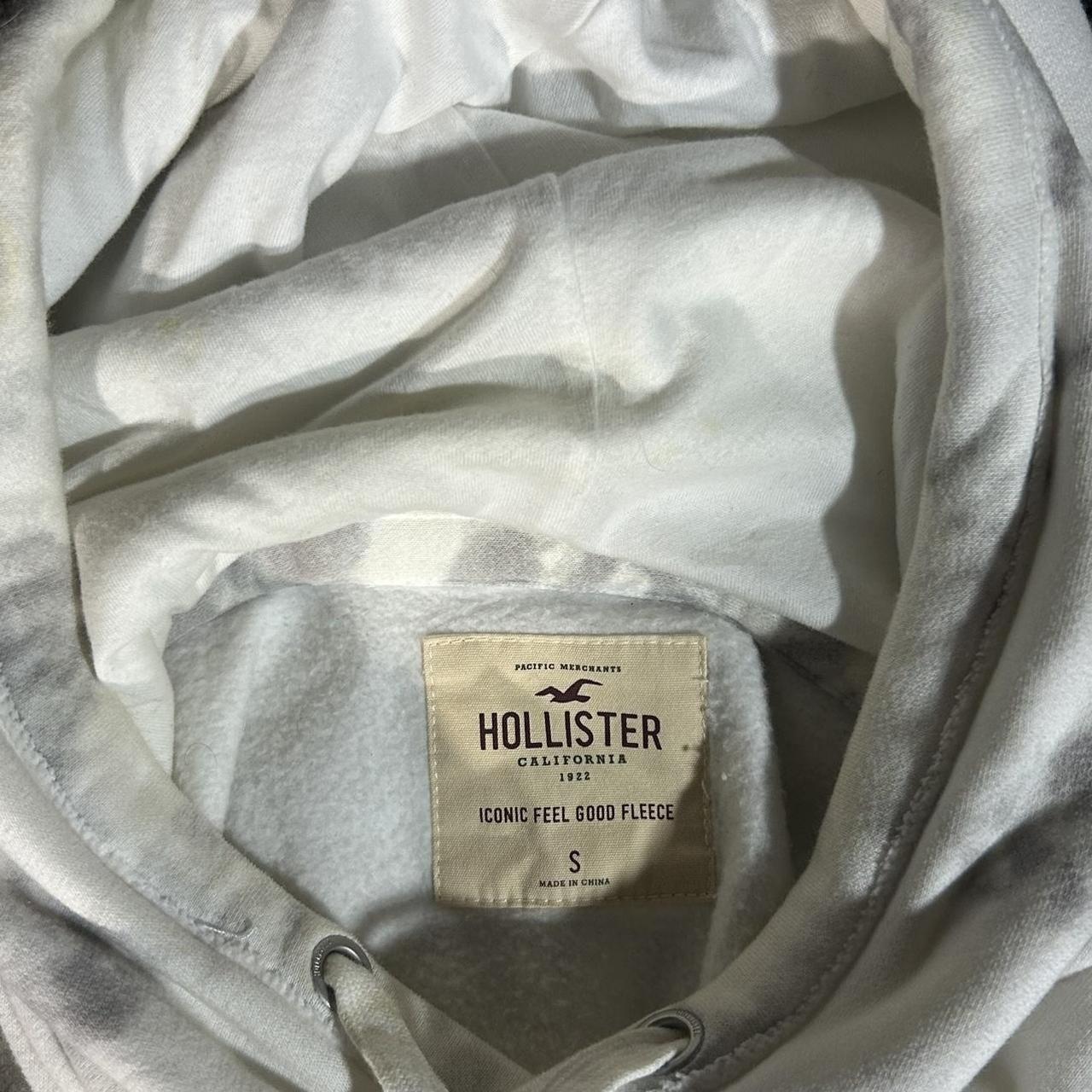 Hollister White Grey Camo Tye Dye Hoodie Small Depop