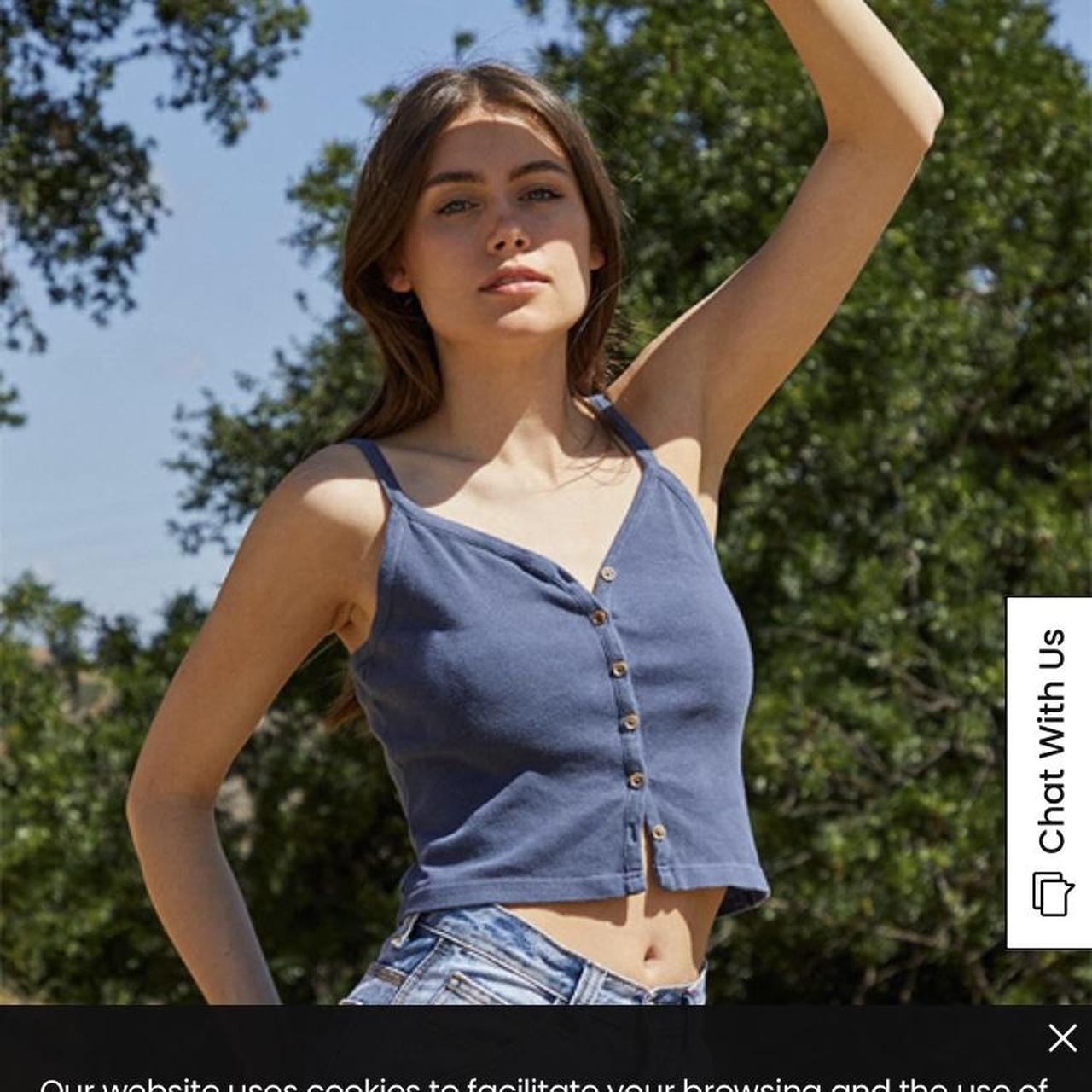 Brandy Melville John Galt navy blue Zelly Button... Depop