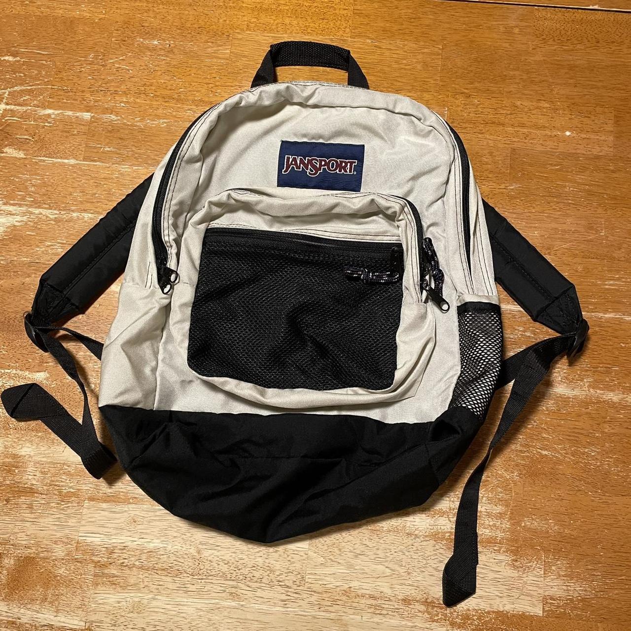 Vintage 1990s Jansport Backpack Ivory Black USA Made... - Depop