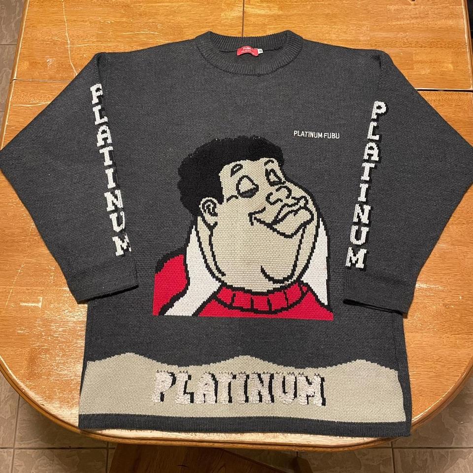 Vintage Fubu Platinum Fat Albert Y2K Gray Sweater - Depop