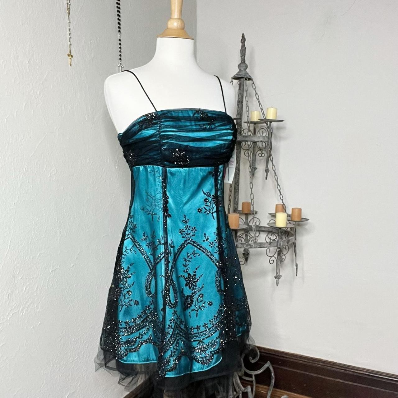 Women's Blue and Black Dress Depop