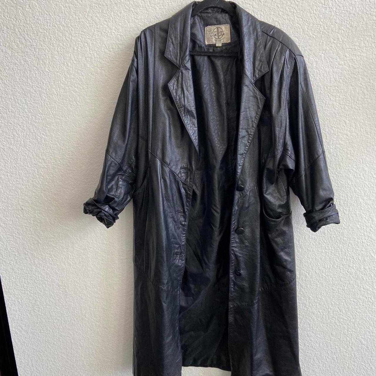 Repop VINTAGE EXTRA LONG BLACK GENUINE LEATHER Depop