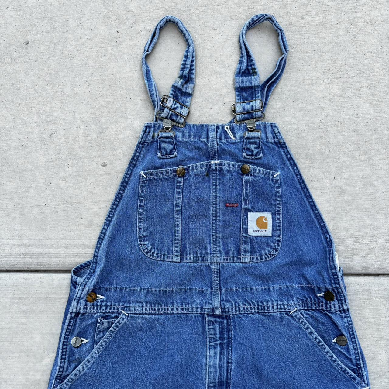 Blue Vintage Carhartt Overalls Size Tagged... Depop