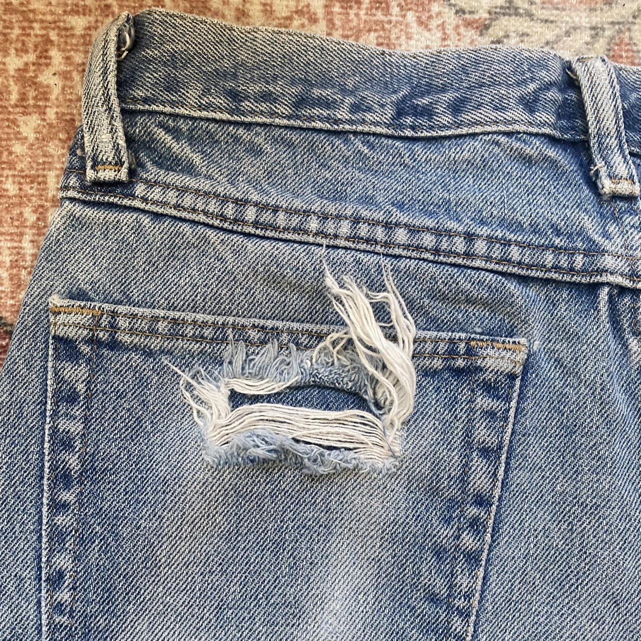 vintage wrangler jeans in light wash denim. size... - Depop