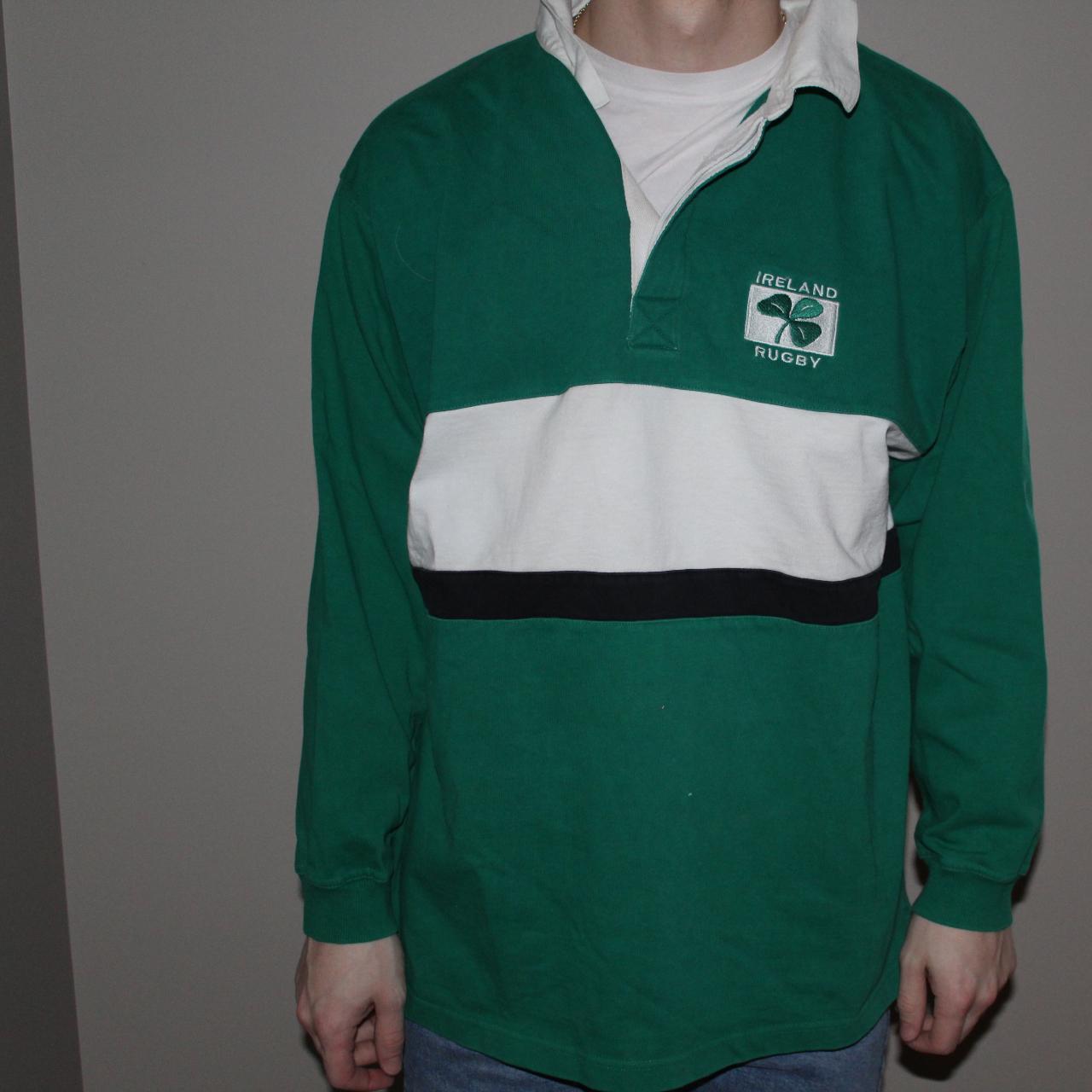 Men's White and Green Poloshirts Depop