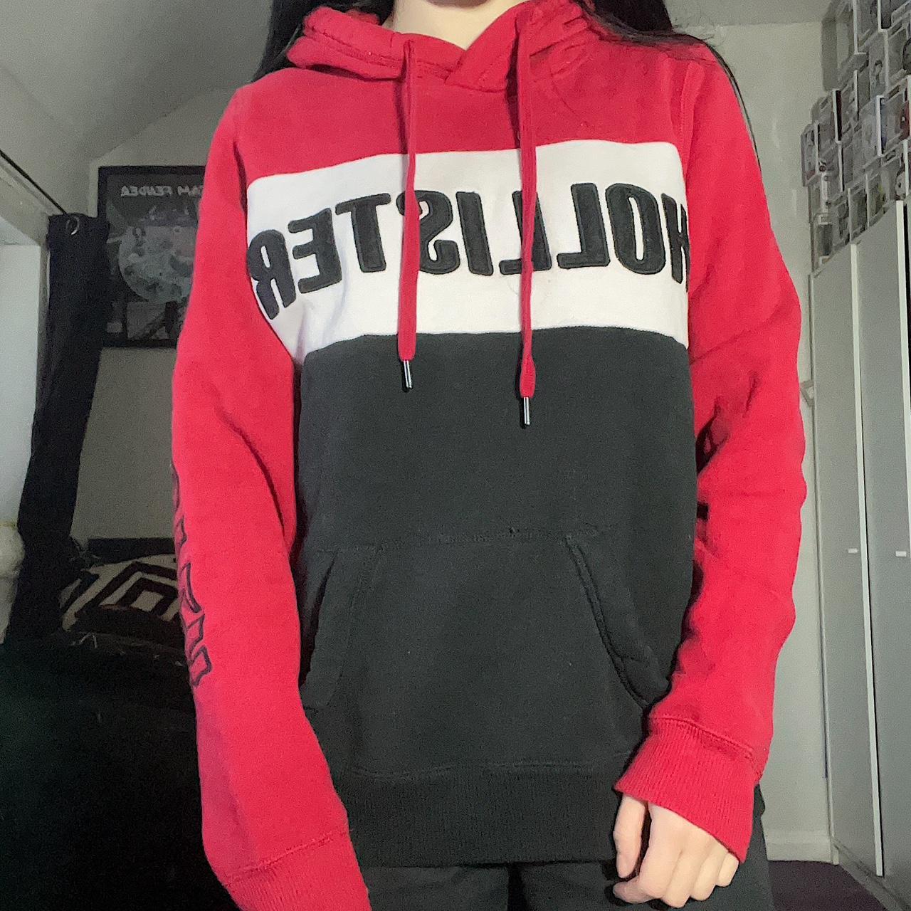 Red and shop white hollister hoodie