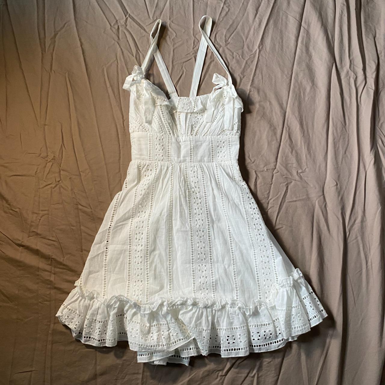 white flowy mini dress - size small/s - perfect for... - Depop