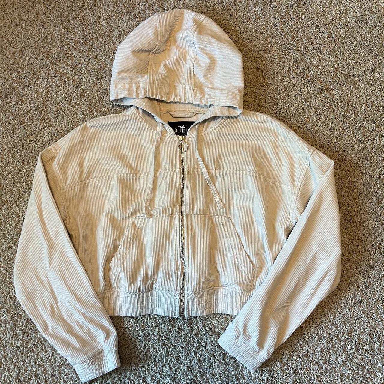 Hollister Hooded Cropped Corduroy Jacket Light. Depop