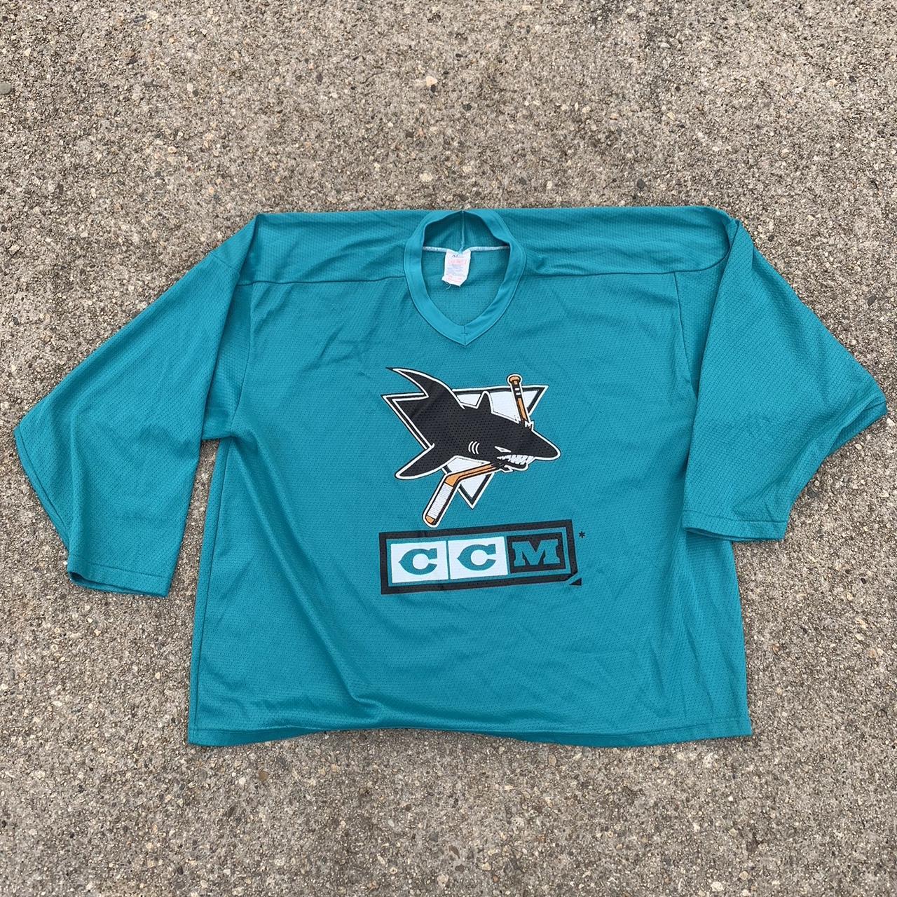 Vintage San Jose Sharks Jersey 90's CCM NHL Hockey - Depop