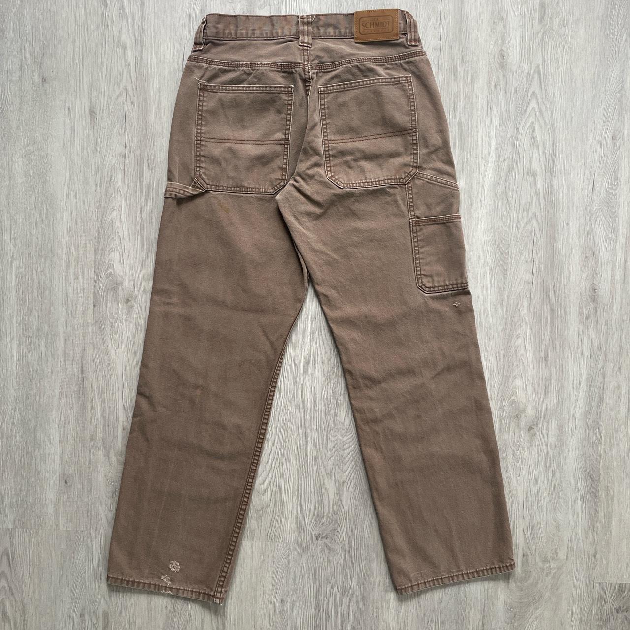 Brown canvas distressed carpenter jeans Nicely... - Depop