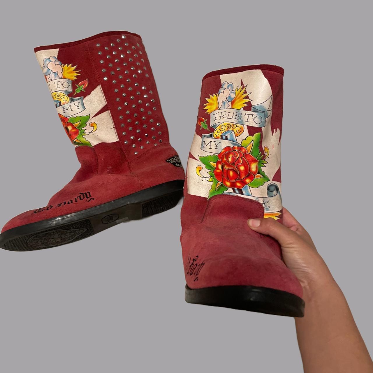 ･ﾟﾟ･Ed Hardy Winter Graphic Boots... - Depop