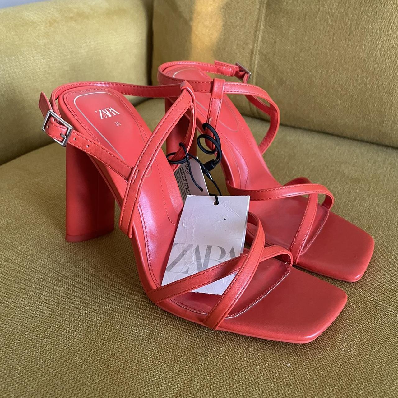 Zara red best sale strappy sandals