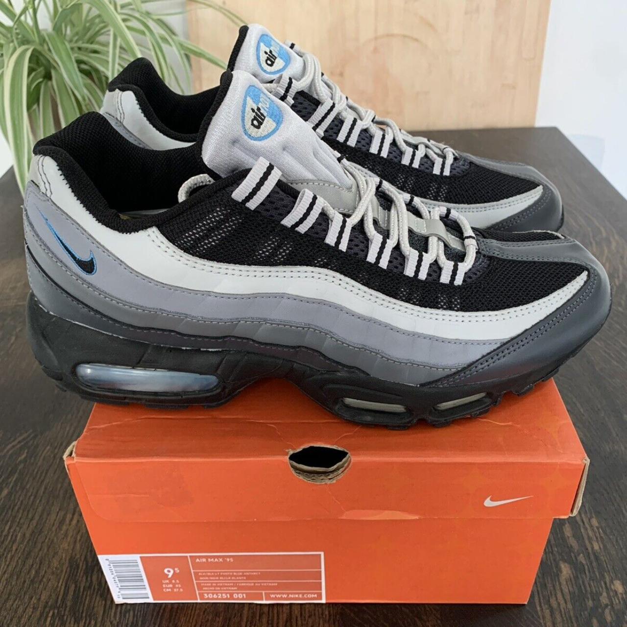 Vintage Air Max 95 2005 Black/Photo Blue - Size... - Depop