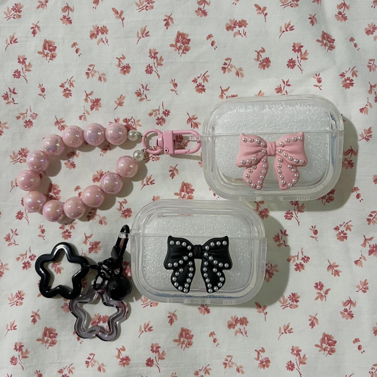 Coquette style pink bow airpods cases with remantic beads charm –  Supercutecollection