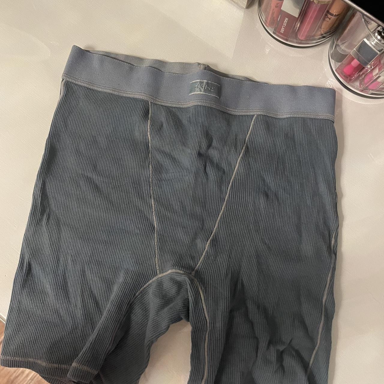 Skims shorts in kyanite worn 2 times. size (SMALL) - Depop