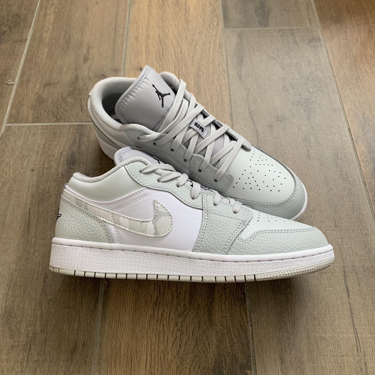 Air Jordan 1 Low Womens White / Grey Camo Size 7... - Depop