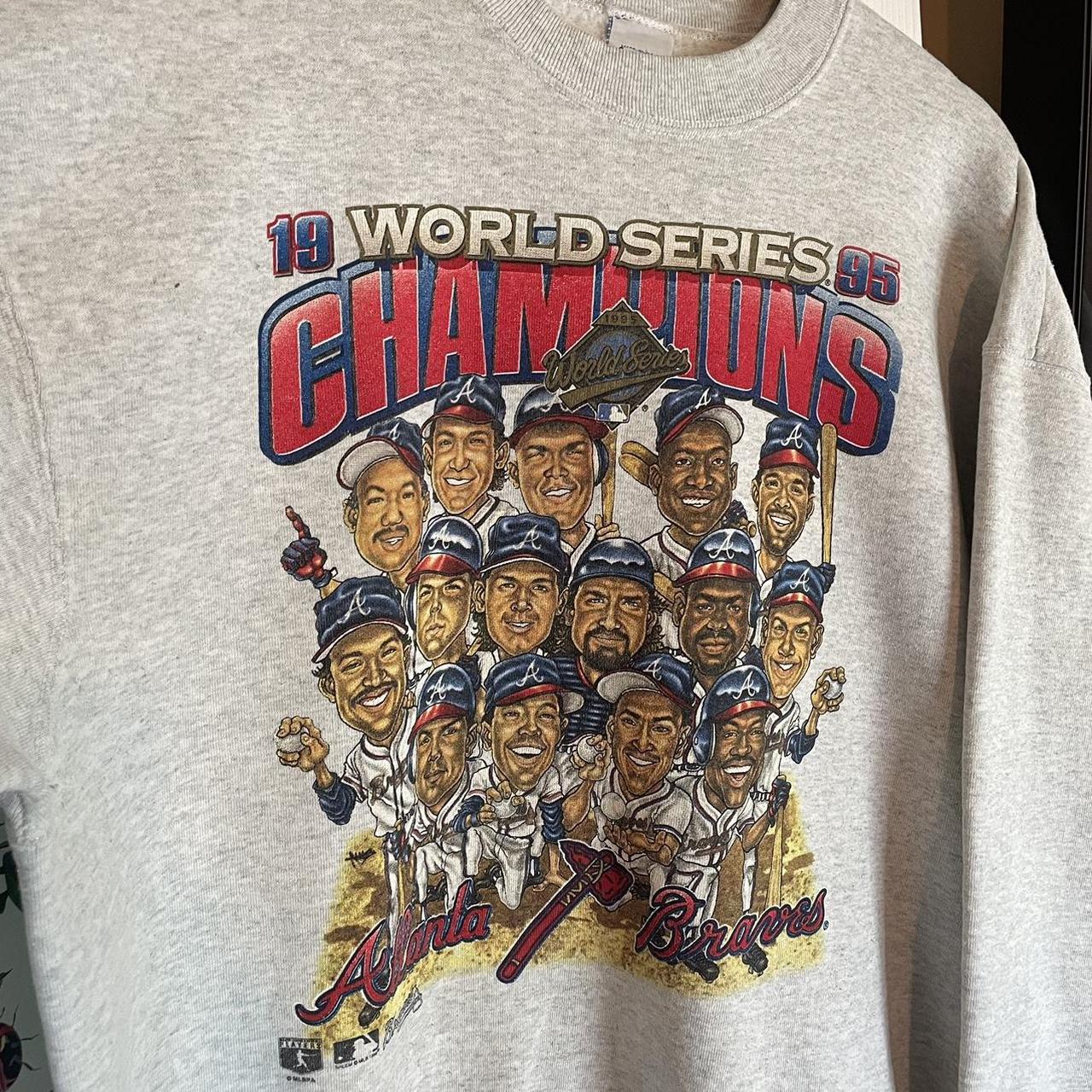 Vintage 1995 Atlanta Braves World Series Sweatshirt - Depop