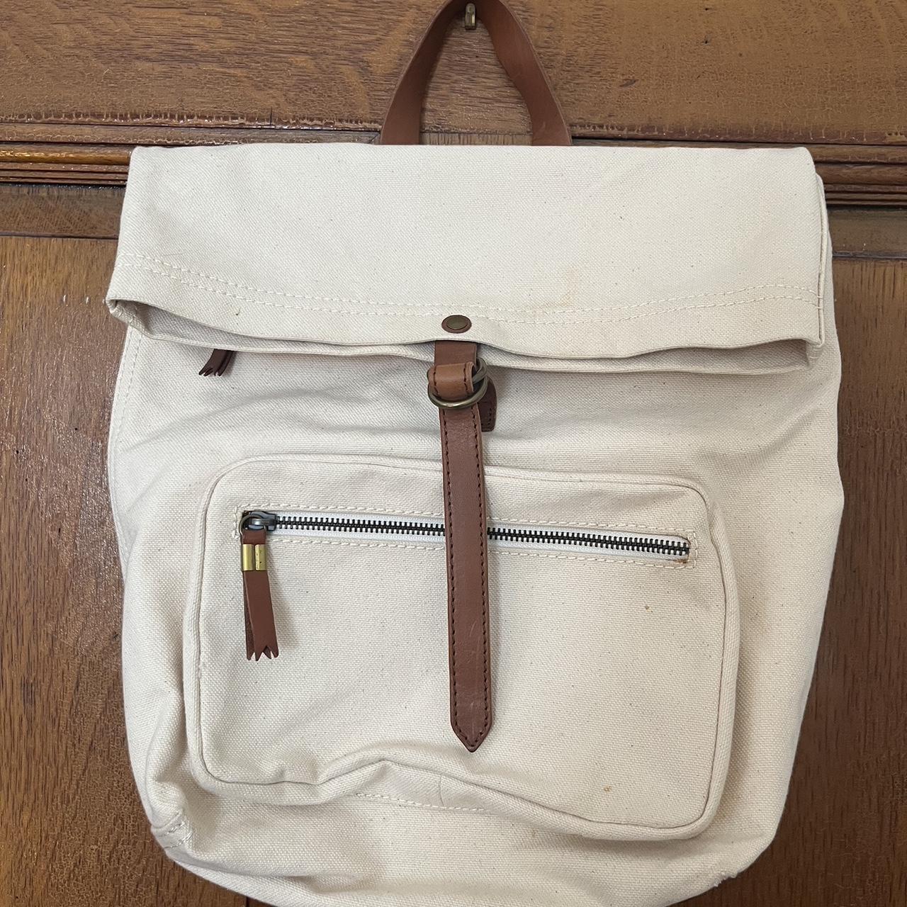 Madewell canvas and leather fold over top backpack - Depop