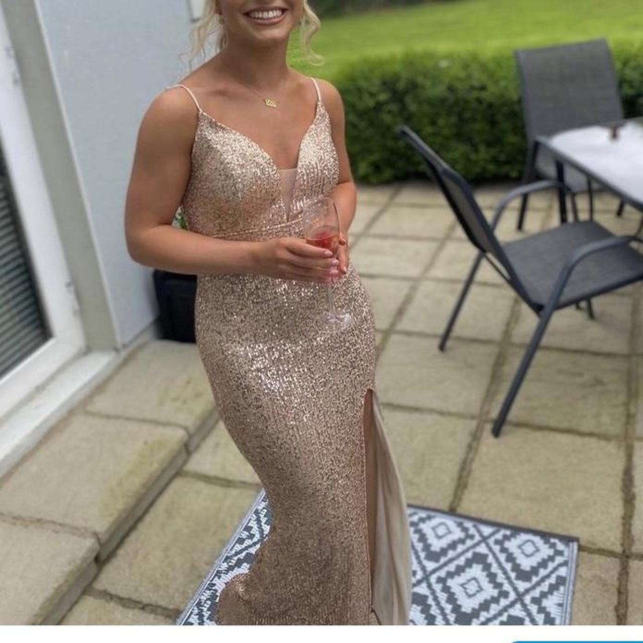 Stunning rose gold sequin debs dress from. Depop