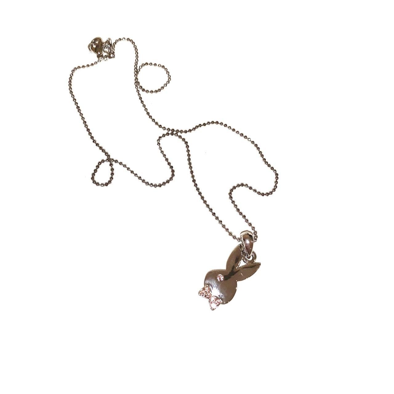 Vintage playboy necklace silver with pink... Depop