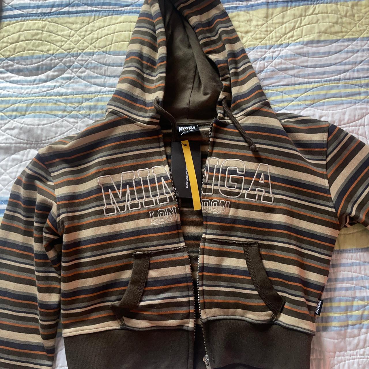 MINGA london cropped zip up hoodie stripped Depop