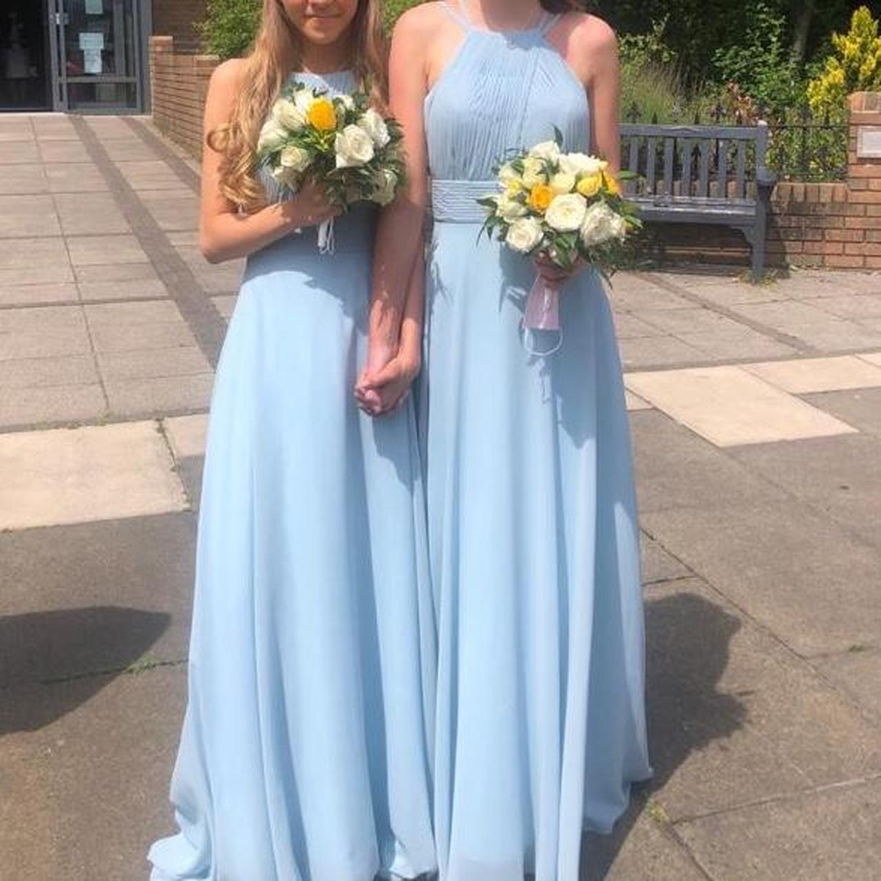 Two light blue matching bridesmaid dresses,... Depop