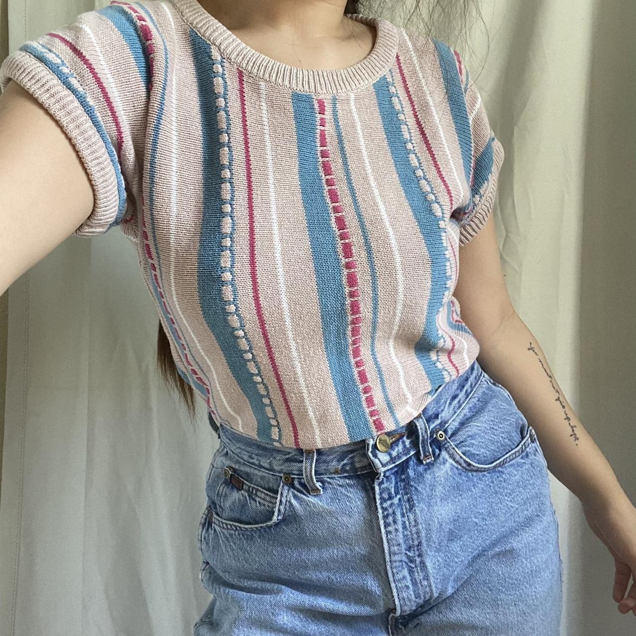 Women's Pink and Blue Shirt | Depop