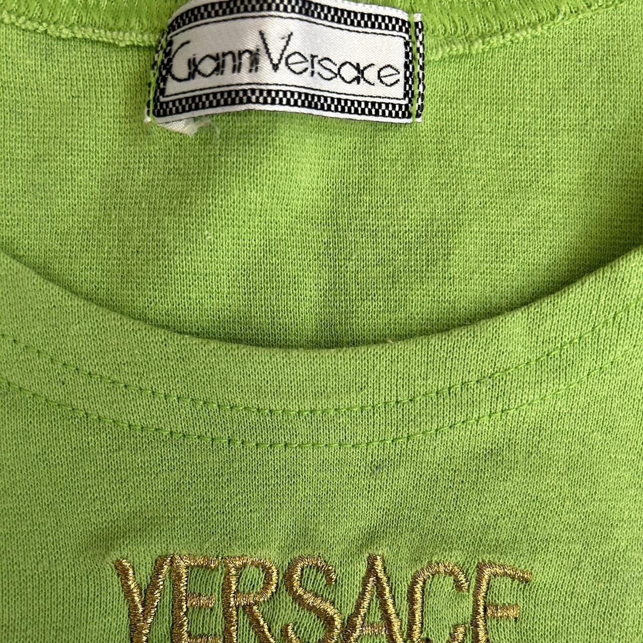 Versace Jeans Couture Women S Navy And Green Crop Top Depop