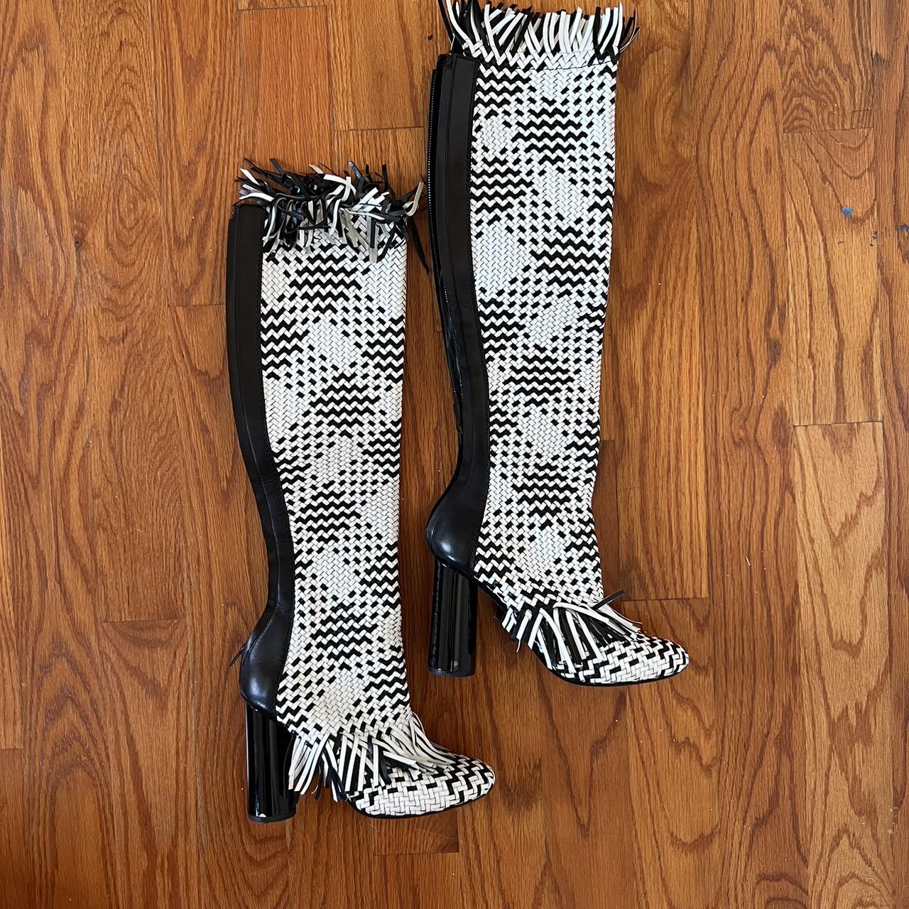 Proenza Schouler leather criss cross woven knee high