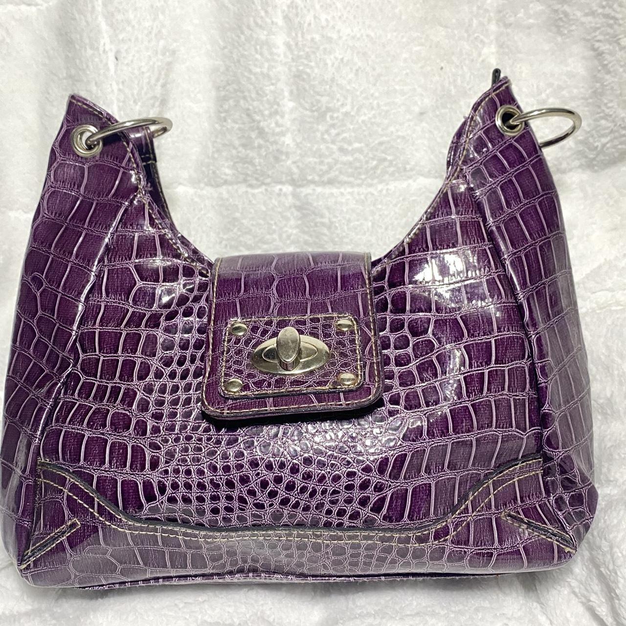 y2k Harley Davidson Purse Purple croc embossed - Depop