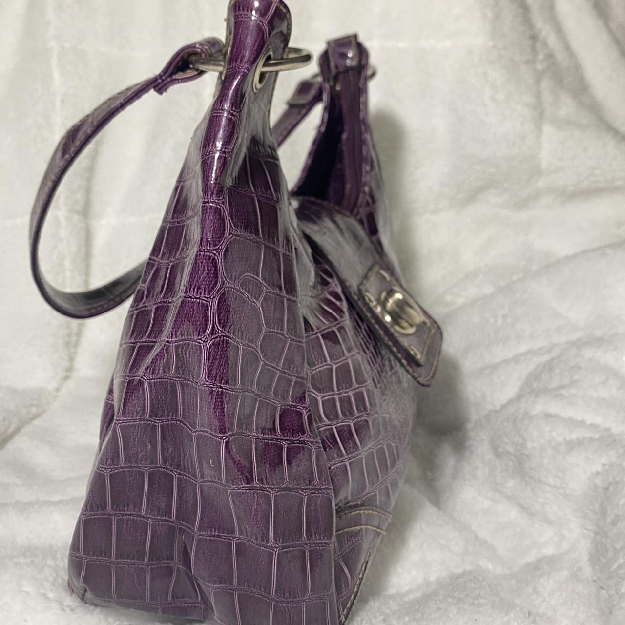 y2k Harley Davidson Purse, Purple croc embossed