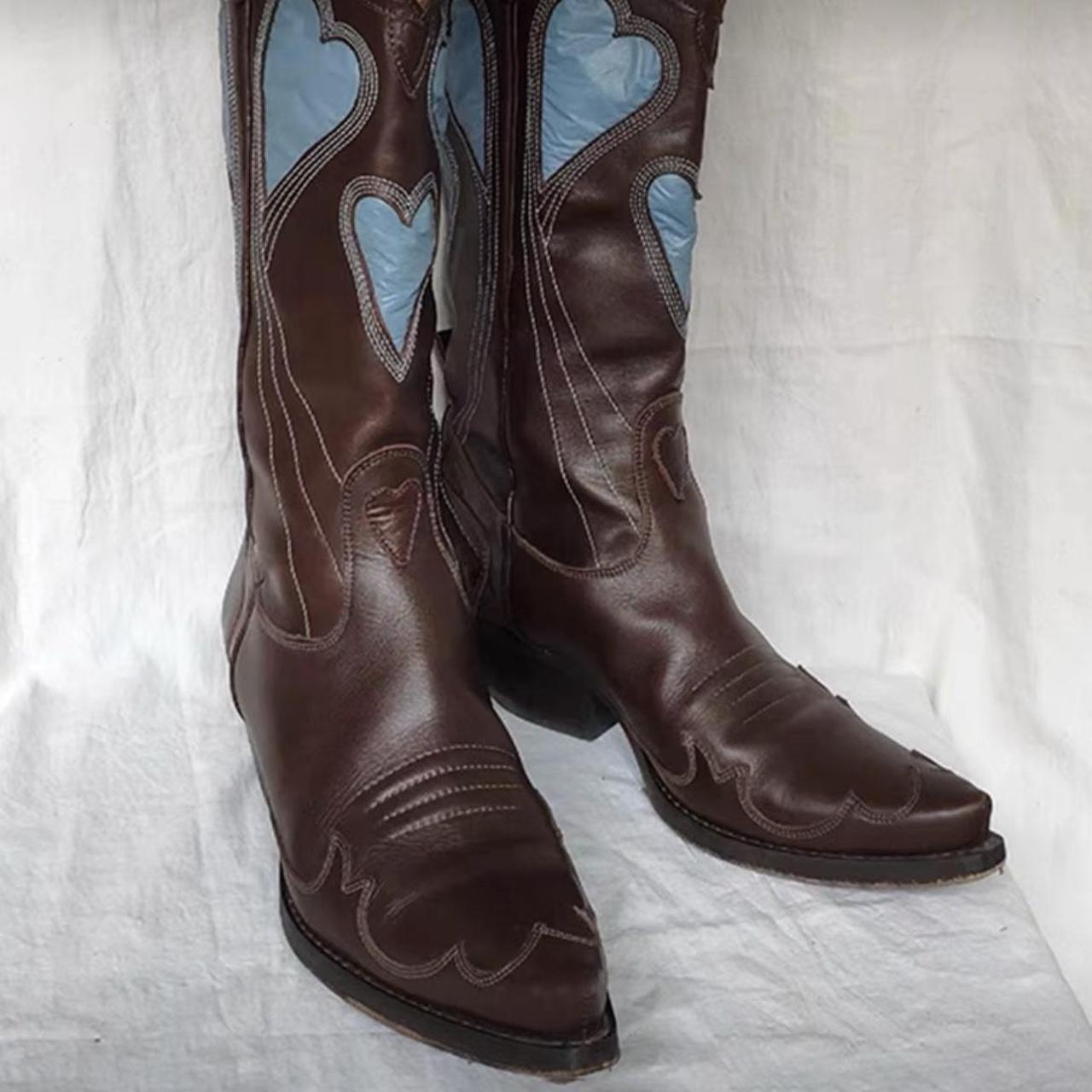 Vintage Brown/Burgundy Patterned Cowboy boots 🦋 Depop