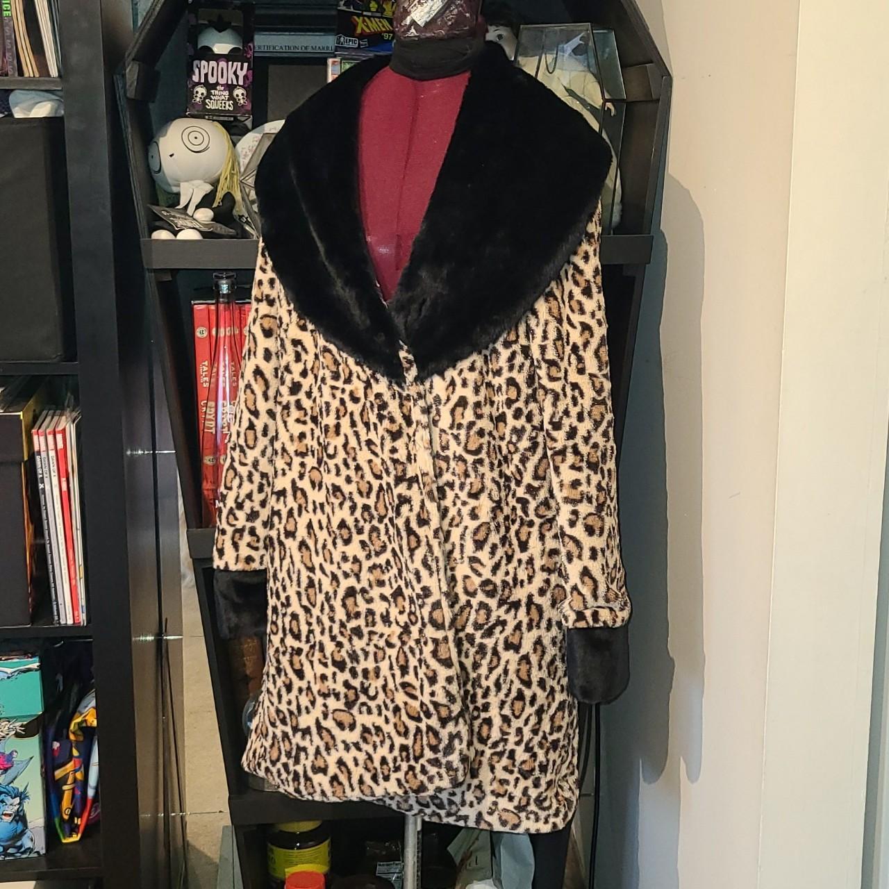 Betsey Johnson Fuzzy Animal Print Light Overcoat... - Depop