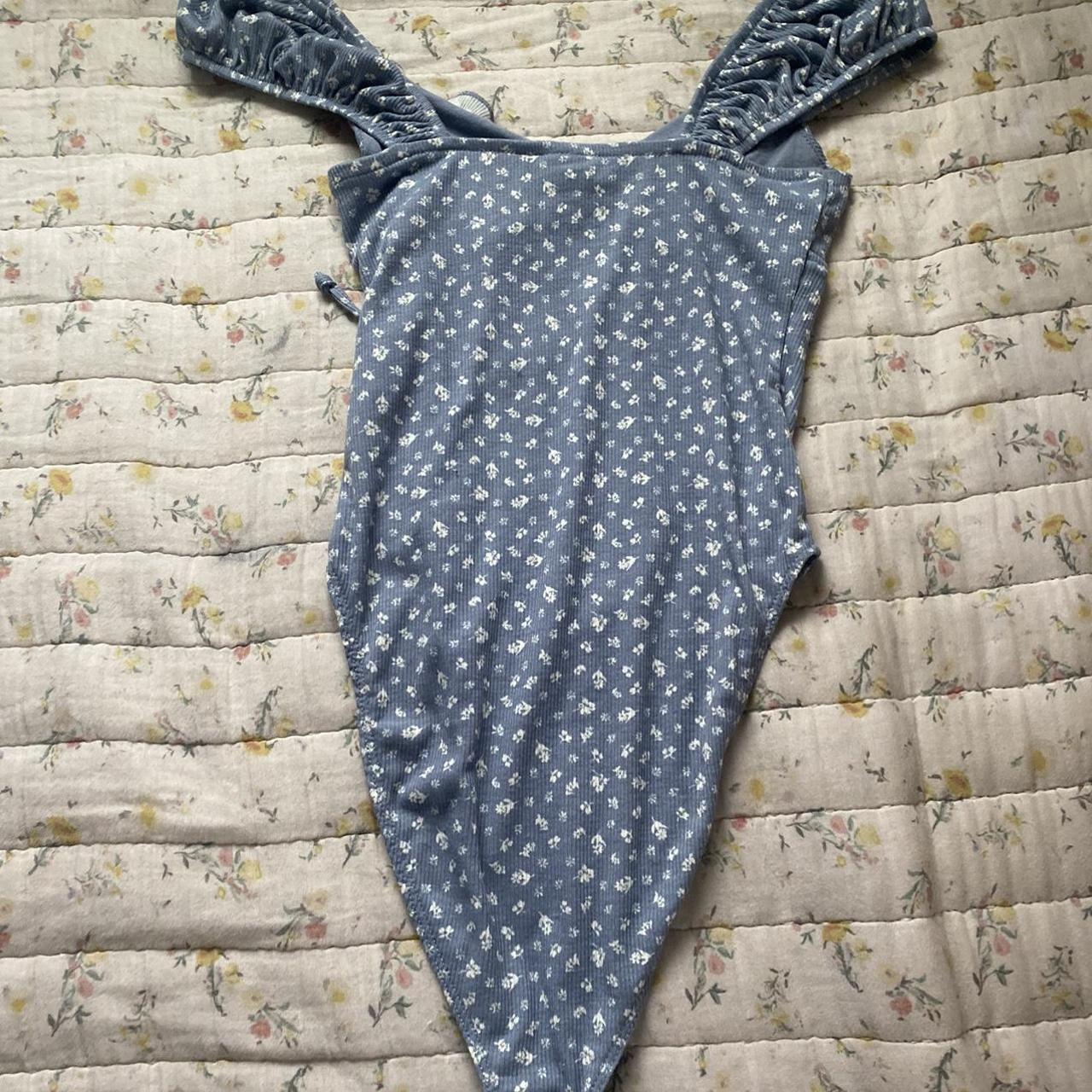 Target Women's Blue and White Bodysuit Depop