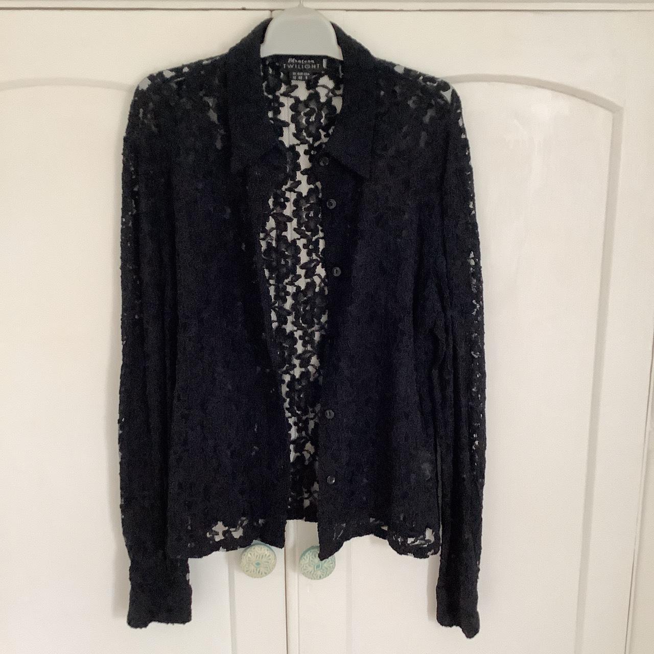 Monsoon twilight black lace nineties blouse, never... - Depop