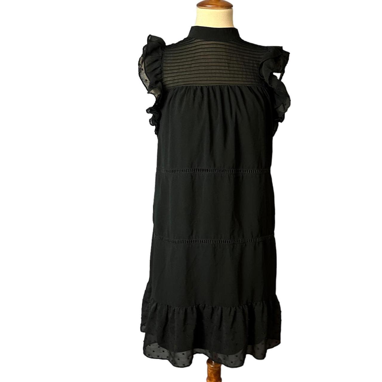 Who What Wear Ruffle Babydoll Mini Dress Black SMALL... - Depop