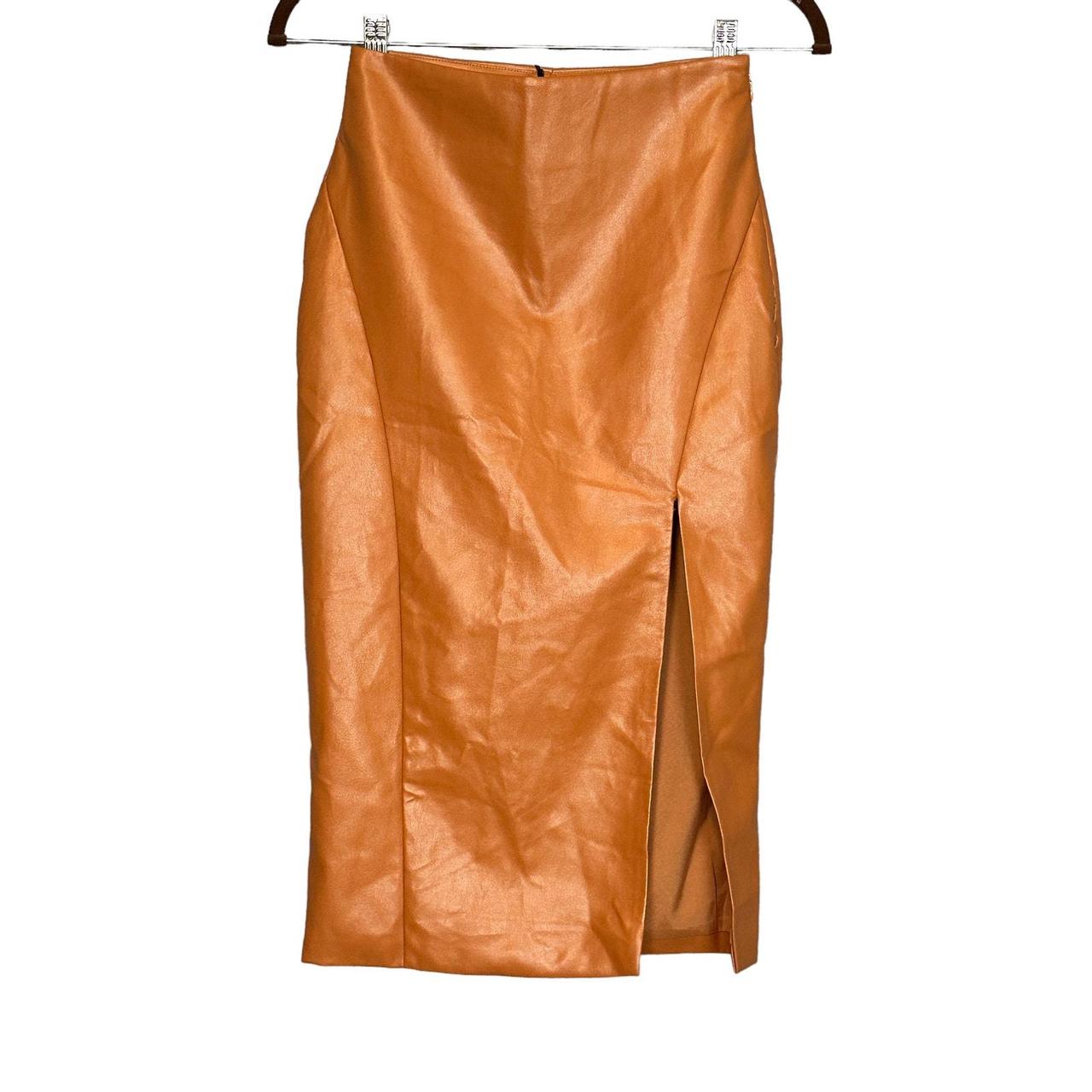 superdown Jezabel Faux Leather Midi Skirt Tan SIZE. Depop