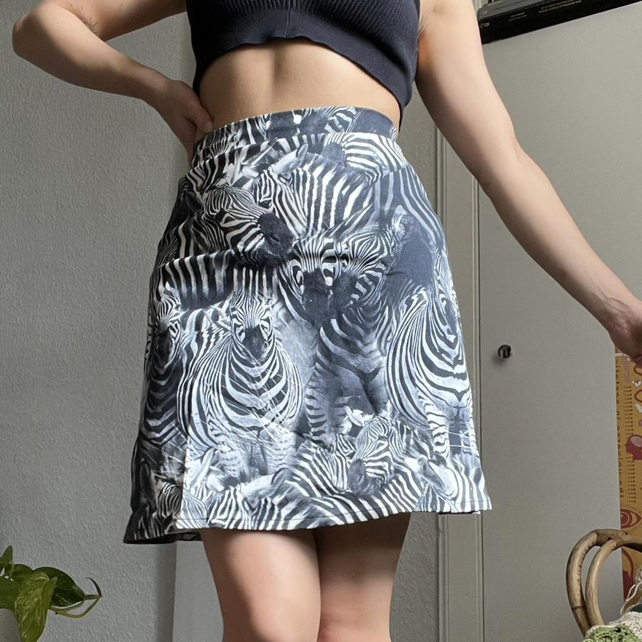 Super unique zebra print skater skirt. Zebra picture... Depop
