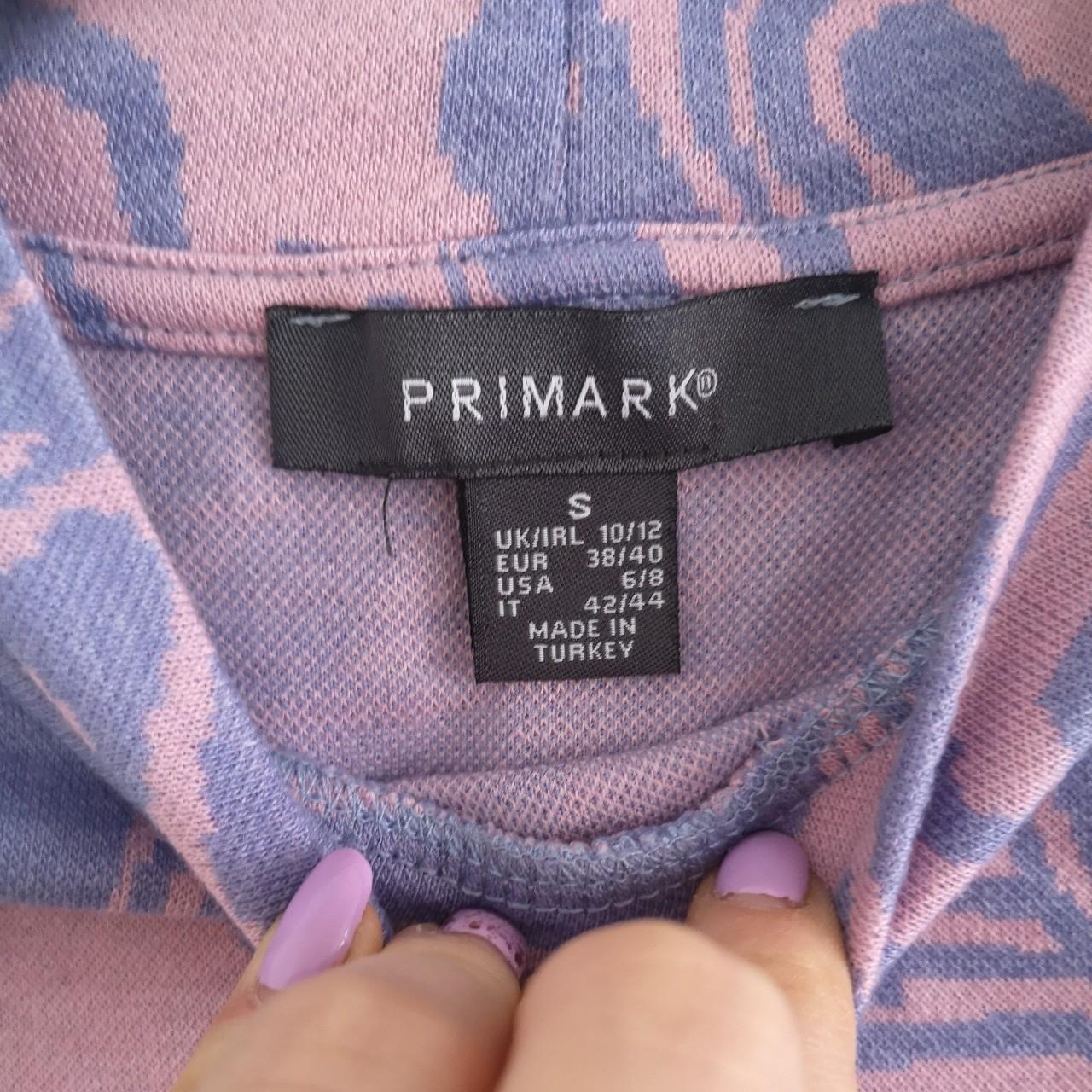 Primark Pink and Purple Swirl Patterned Crop... Depop