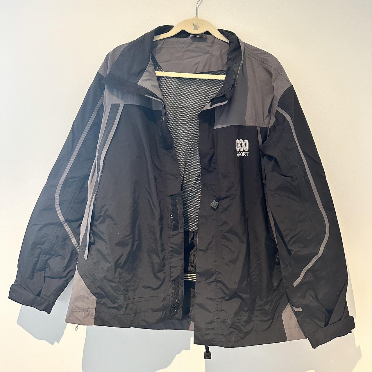 Black and grey windbreaker ABC sport Depop